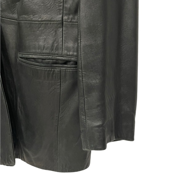 Beyond Sport California Soft Black 100% Leather One Button Jacket Pockets Sz L - Picture 6 of 9